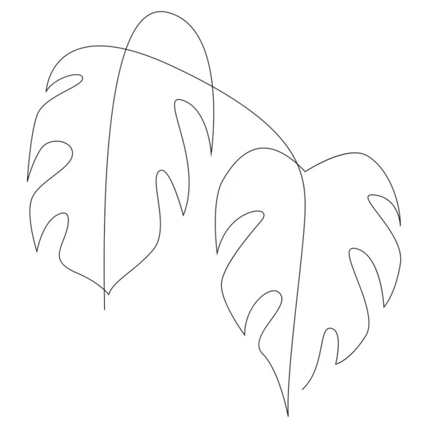 Monstera leaf one line art. Contour single line drawing. Minimalism art. Modern decor — Stock Vector