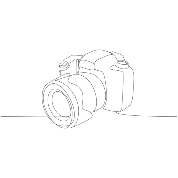 Vecteur numérique de caméra DSLR, un dessin continu à une ligne. Minimalisme style d'art dessiné à la main . — Image vectorielle