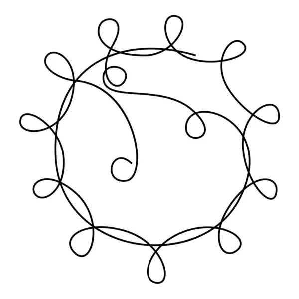 COVID-19 símbolo de línea continua. Concepto Coronavirus, silueta del virus, inscripción del virus corona una sola línea sobre un fondo blanco, dibujo de línea, ilustración vectorial aislada . — Vector de stock