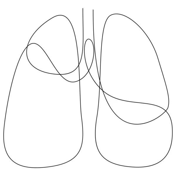 Garis tunggal seni anatomi siluet paru-paru manusia. Obat sehat terhadap konsep merokok desain dunia ada hari tembakau tuberkulosis satu sketsa garis luar gambar vektor ilustrasi - Stok Vektor