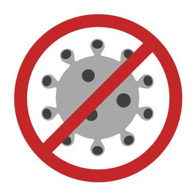 Vector red stoppage sign with virus inside, prohibition symbol with coronavirus, covid-19, Stop Virus logo, isolated Stop Coronavirus symbol, cessation flu clipart