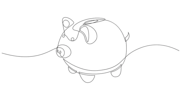 One line ceramic pig. Minimal style simple vector — Stock Vector