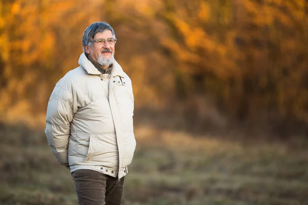 Porträtt av en äldre man utomhus — Stockfoto