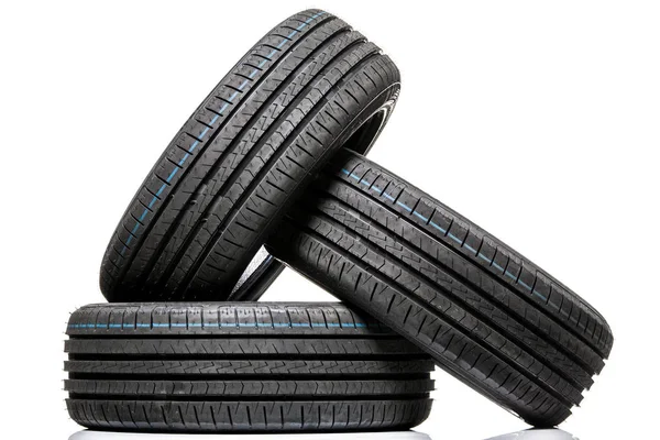 Stack of brand new high performance car tires — Stock Photo, Image