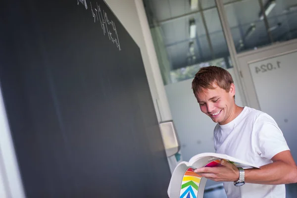 Handsome college student solving a math problem during math class — Stock Photo, Image