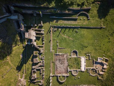 Toskana 'da Volterra eski kent muhteşem havadan görünümü, 