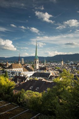 Aerial view of Zurich city center