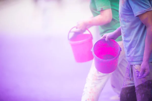 Emberek Akik Részt Vesznek Color Run Ban Color Run Egy — Stock Fotó