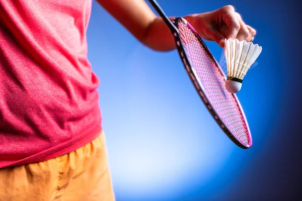 Rakieta Badminton Shuttlecock Zbliżenie — Zdjęcie stockowe