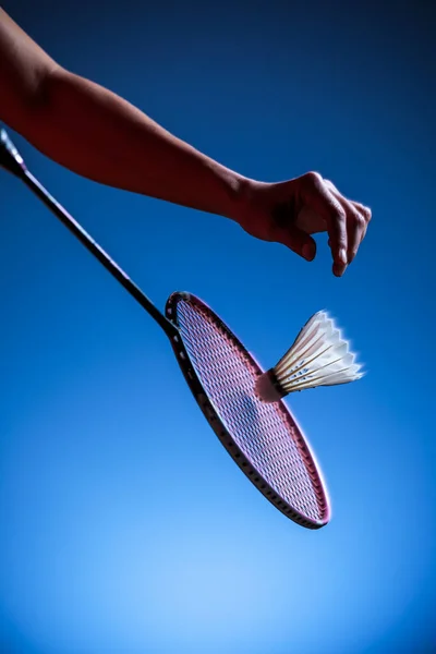 Badminton Raketi Mekik Horozu Yakın Plan — Stok fotoğraf