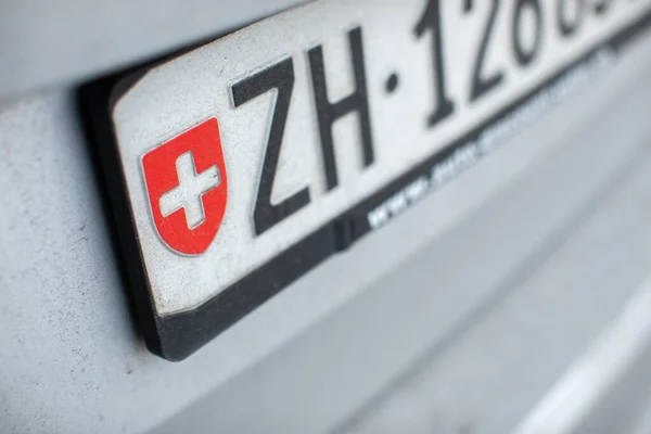 Plaque Immatriculation Zurich Sur Une Voiture Suisse — Photo