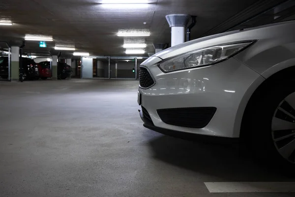 Underground Parking Garage Shallow Dof Color Toned Image — Stock Photo, Image