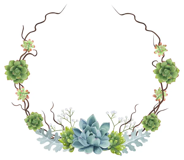 Suluboya Succulents el boyaması çelenk