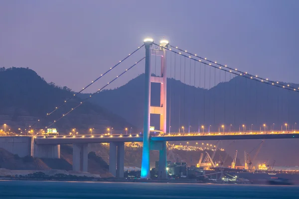 Hong kong Brücke in der Nacht — Stockfoto