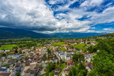 Vaduz, Liechtenstein havadan görünümü.