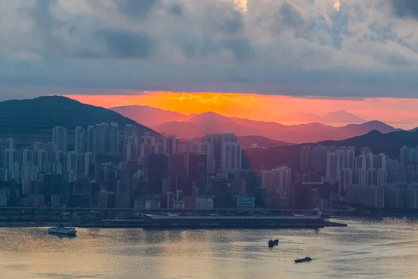 Hong Kong alba lungo la costa — Foto Stock