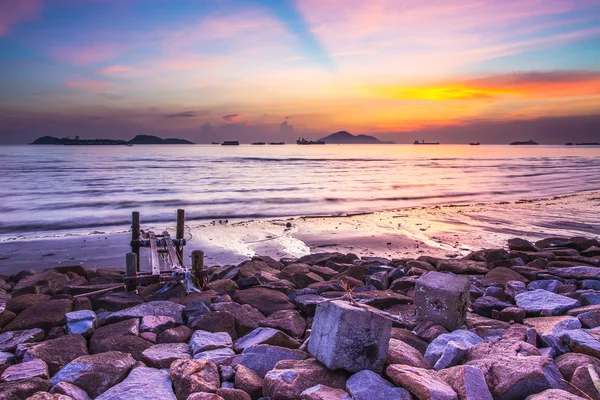 香港での夕日の海岸 — ストック写真