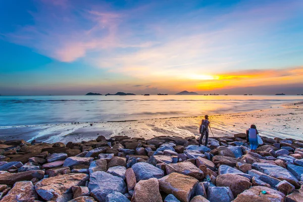 Costa do pôr do sol em Hong Kong — Fotografia de Stock