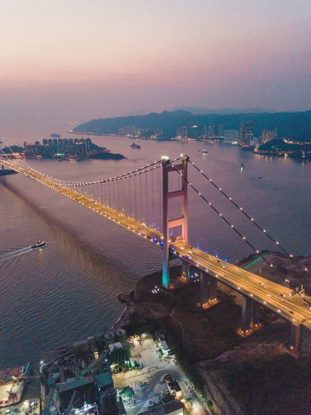 Hongkong Oktober 2018 Tsing Brücke Mit Viel Verkehr Hongkong Oktober — Stockfoto