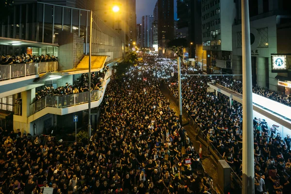 Hong Kong Giugno Due Milioni Persone Hong Kong Escono Combattere — Foto Stock