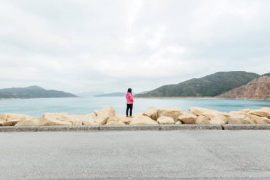 Sahilde yalnız bir kadın