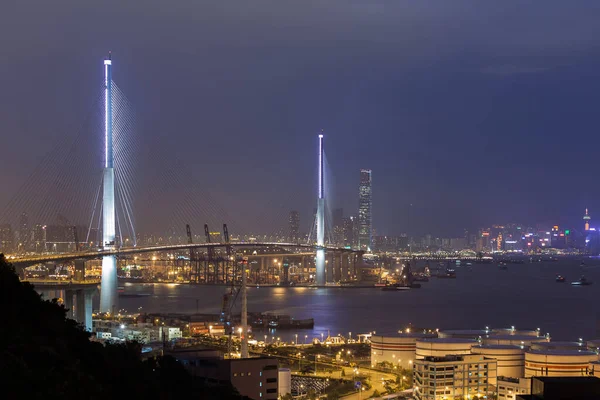 Brücke Und Containerterminal Hongkong — Stockfoto