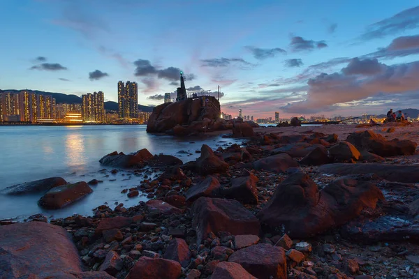 香港海岸夕阳 — 图库照片