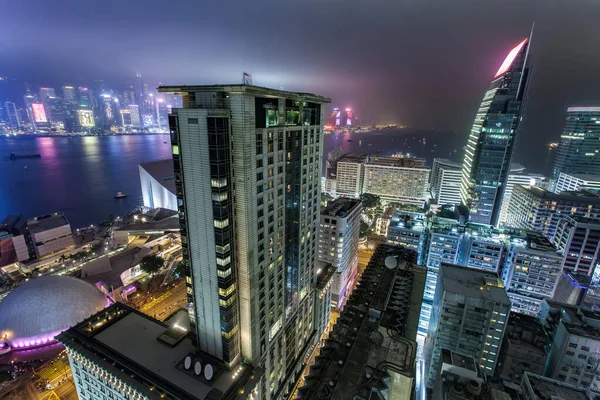 Hong Kong Belvárosában Éjszaka — Stock Fotó