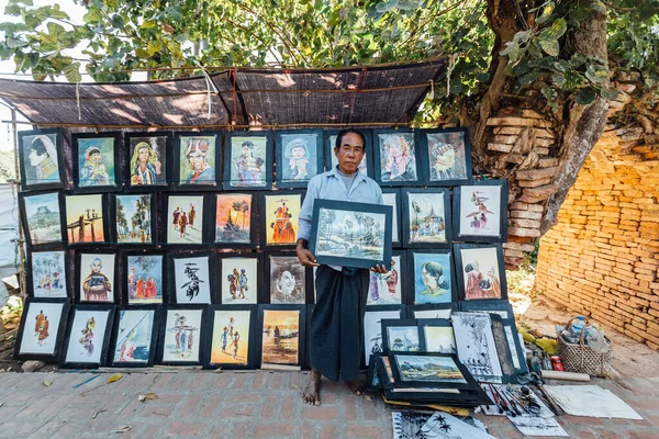 Inle Lake Jan Festmények Szerzetesek Inle Értékesítik Szuvenír Piacon Művész — Stock Fotó