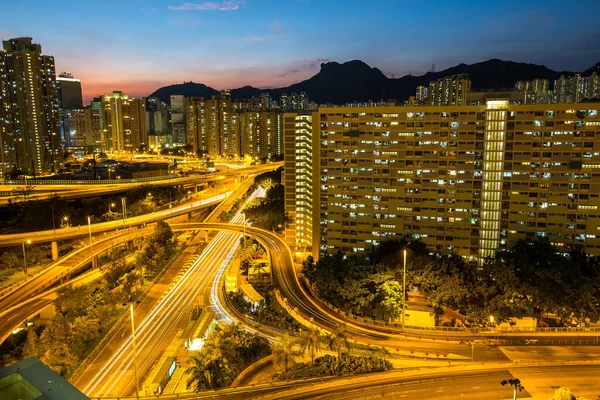 Coucher Soleil Sur Logement Public Hong Kong — Photo