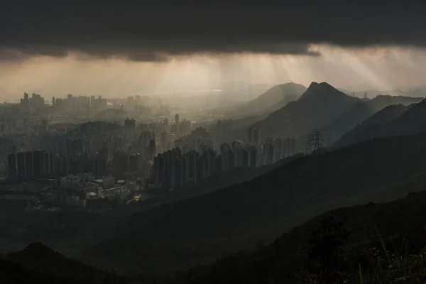 Sonnenuntergang Mit Stadtbild Hongkong — Stockfoto