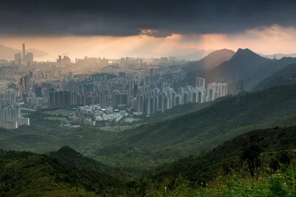 Tramonto Picco Hong Kong Visualizzazione Della Città — Foto Stock