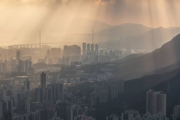 Tramonto Picco Hong Kong Visualizzazione Della Città — Foto Stock