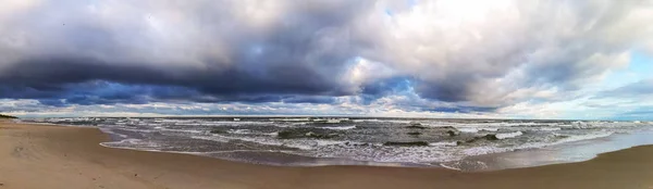Балтийское Море Панорамой Облачного Неба Рядом Паланга Литва Европа — стоковое фото