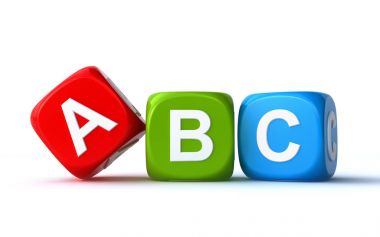 Beyaz arka plan üzerinde ABC küp