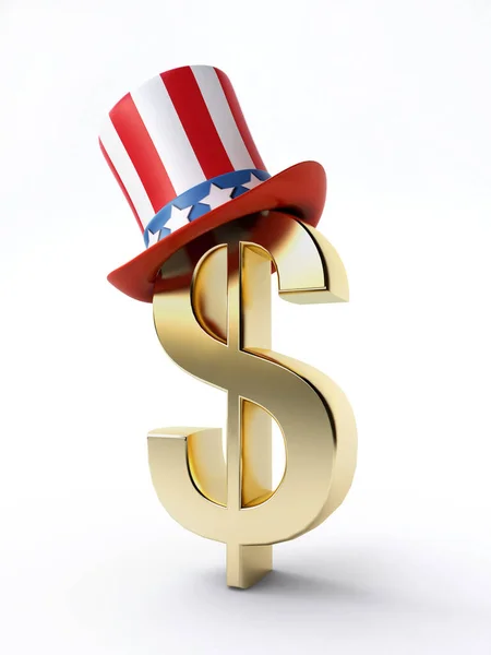 Uncle Sam Hat Dollar Sign Isolated White Background — Stock Photo, Image