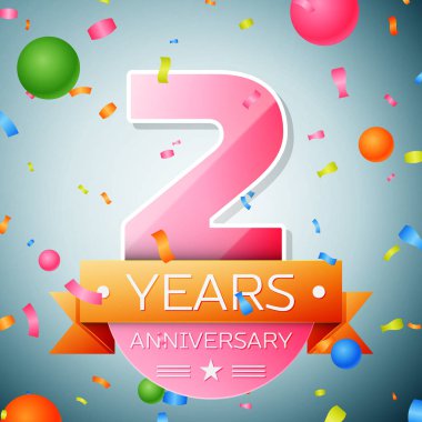 İki yıl yıldönümü kutlama arka plan. Yıldönümü şerit