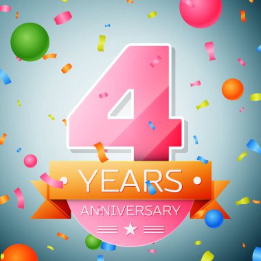 Dört yıl yıldönümü kutlama arka plan. Yıldönümü şerit