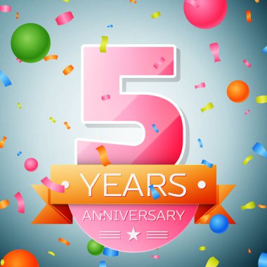 Beş yıl yıldönümü kutlama arka plan. Yıldönümü şerit