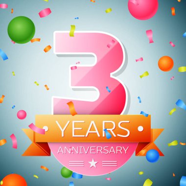 Üç yıl yıldönümü kutlama arka plan. Yıldönümü şerit
