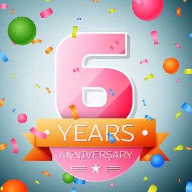 Altı yıl yıldönümü kutlama arka plan. Yıldönümü şerit