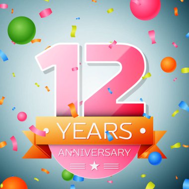 On iki yıl yıldönümü kutlama arka plan. Yıldönümü şerit