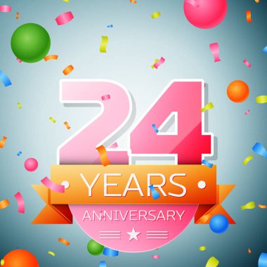 Yirmi dört yıl yıldönümü kutlama arka plan. Yıldönümü şerit