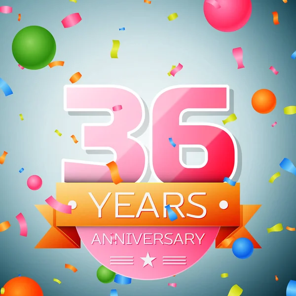 Treinta y seis años de historia de la celebración del aniversario. Cinta de aniversario — Vector de stock