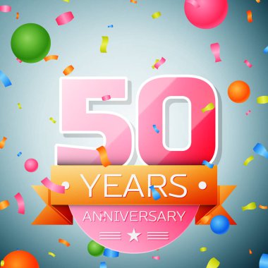 Elli yıl yıldönümü kutlama arka plan. Yıldönümü şerit