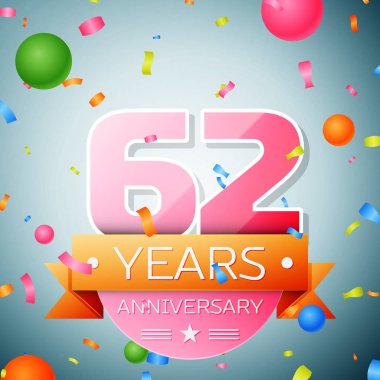 Altmış iki yıl yıldönümü kutlama arka plan. Yıldönümü şerit