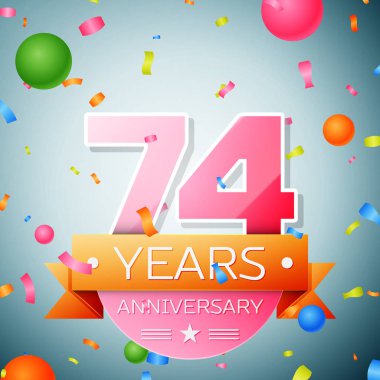 Yetmiş dört yıl yıldönümü kutlama arka plan. Yıldönümü şerit