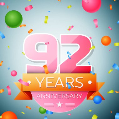 Doksan iki yıl yıldönümü kutlama arka plan. Yıldönümü şerit