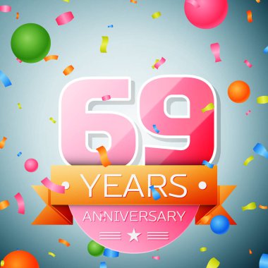 Altmış dokuz yıl yıldönümü kutlama arka plan. Yıldönümü şerit
