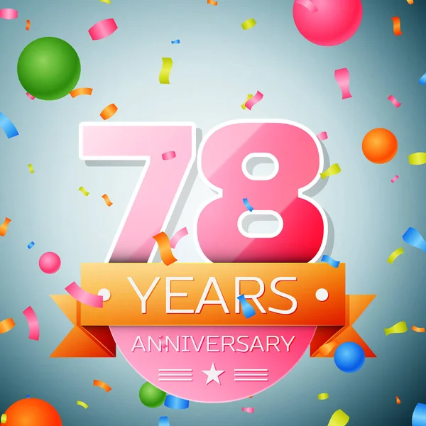 Seventy eight years anniversary celebration background. Anniversary ribbon — Stock Vector